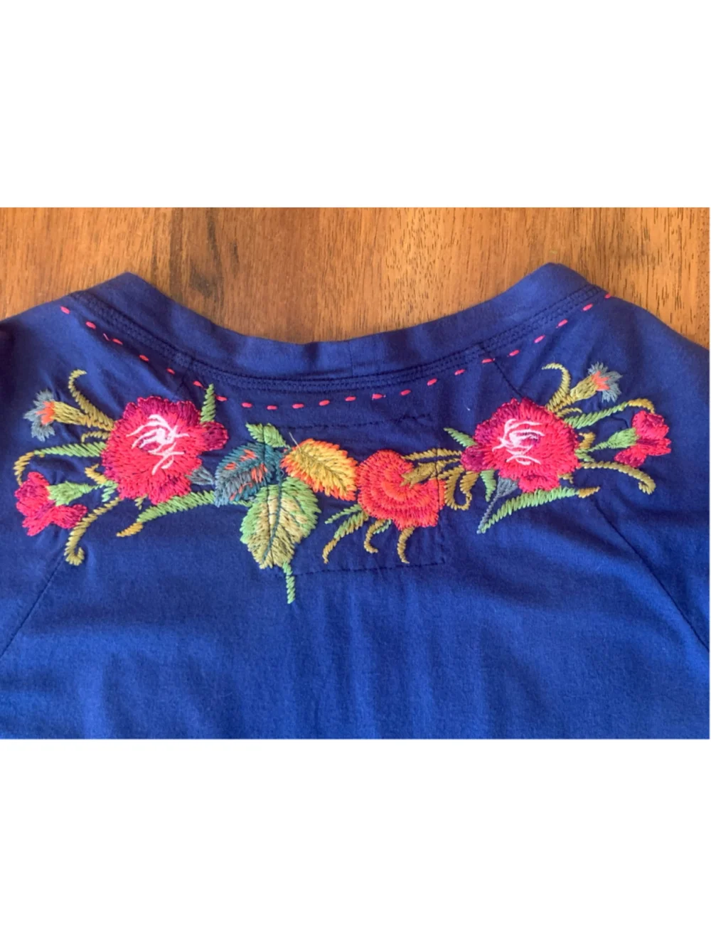 Johnny Was Cardigan XL Navy Blue Multi embroidered Floral